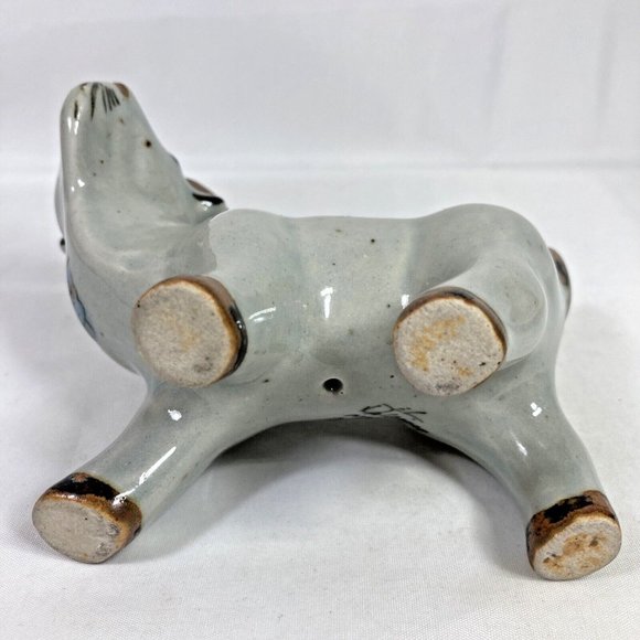 Tonal El Palomar Mexico Pottery Horned Billy Goat Figurine Floral Blue Butterfly - Picture 10 of 14